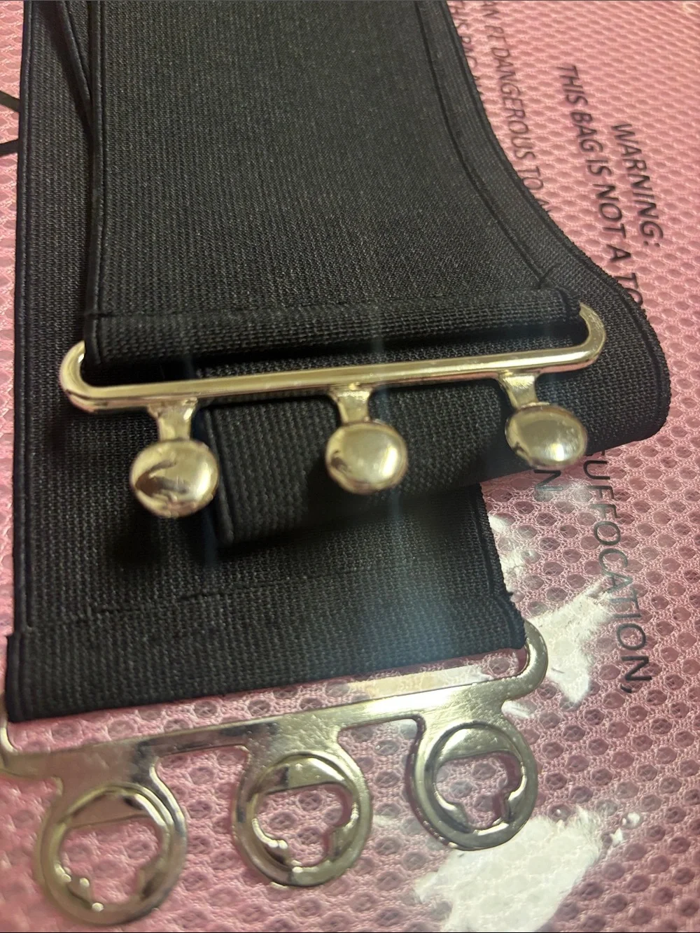 Wide Black Elastic Waist Belt with Silver Snap Closure
